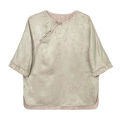 桑蚕丝提花斜襟圆领正肩短袖 新中式 套头上衣女B517068 织念