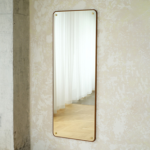 度仓中古风高清落地镜缅柚樱桃实木挂壁贴墙试穿衣全身镜子可移动