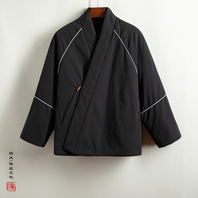 冬装新款中国风男装新中式改良斜襟汉服男士棉衣外套长袖休闲