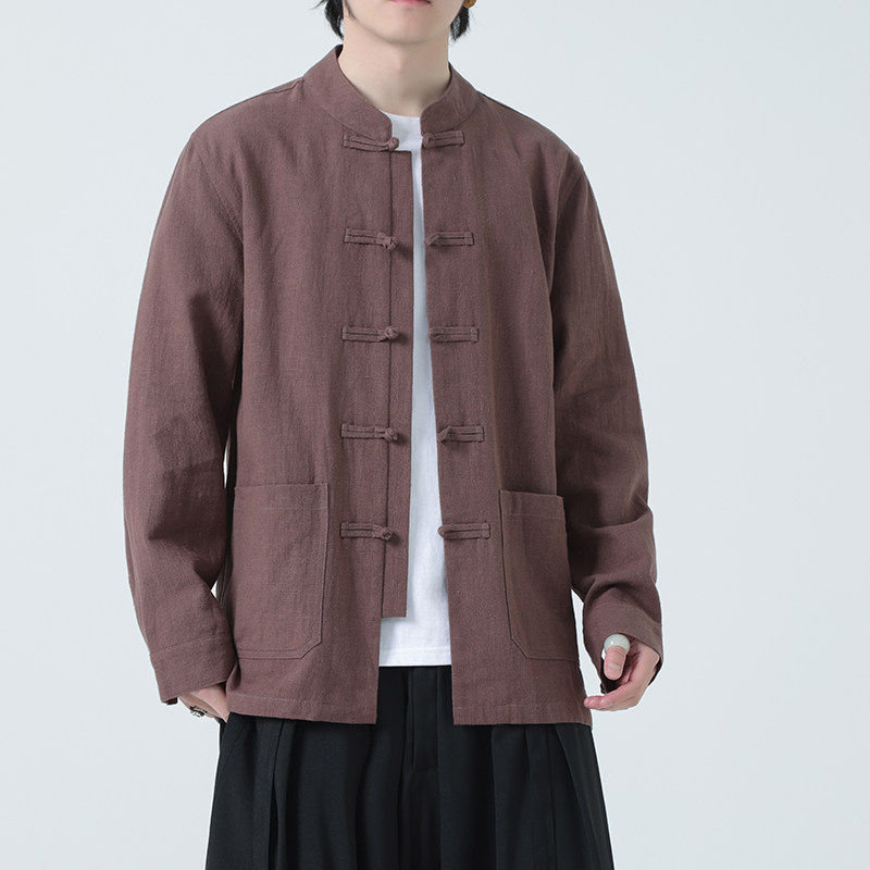 夹克春季男款立领长袖外套中国风棉麻上衣复古盘扣衬衫,男装,汉服,淘宝优惠券,粉丝福利购,淘宝优惠卷
