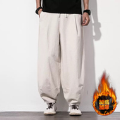 亚麻休闲裤 棉麻长裤 男士 民族风裤 秋季 阔腿裤 宽松灯笼裤 子太极裤