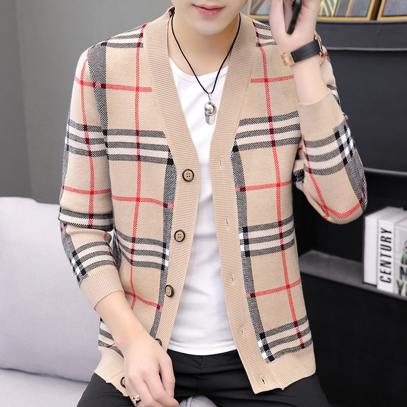 Men's autumn sweater cardigan fashion sweater knitted long sleeves