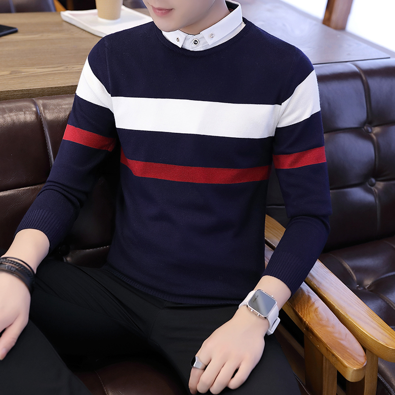 Sweater led Korean slim shirt collar T-shirt autumn men's sweater