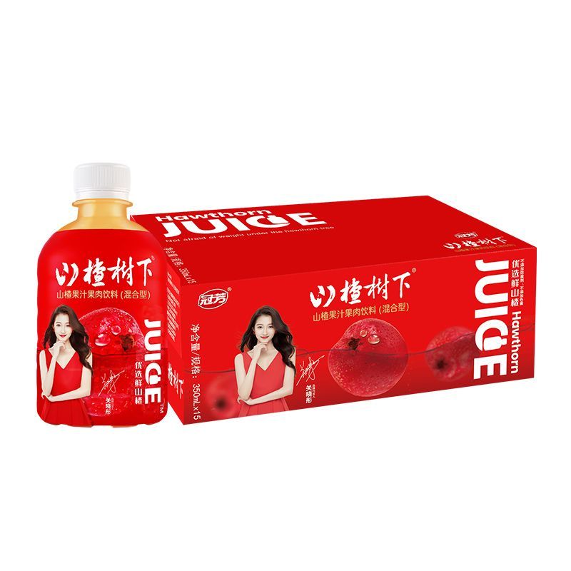 冠芳山楂树下饮料山楂果汁饮料混合型350ml*6/15瓶整箱果汁礼品