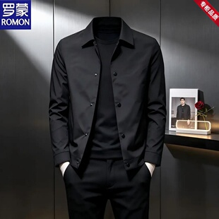 Romon/罗蒙男士时尚秋季新款商务行政夹克2026翻领男士外套