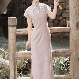 原创兔兔春曲旗袍新中式国风文艺复古民国风书卷气连衣裙少女