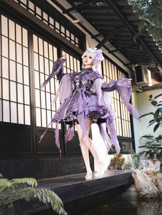 原创正品小苓蝶暗紫哥特风lolita洋装jsk吊带裙秋冬coaplay连衣裙