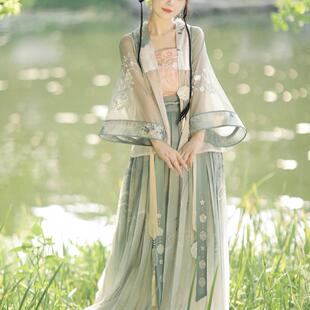 青玉案原创宋制汉服女中国风褙子仙气齐腰百褶裙古装 素春秋 汉元