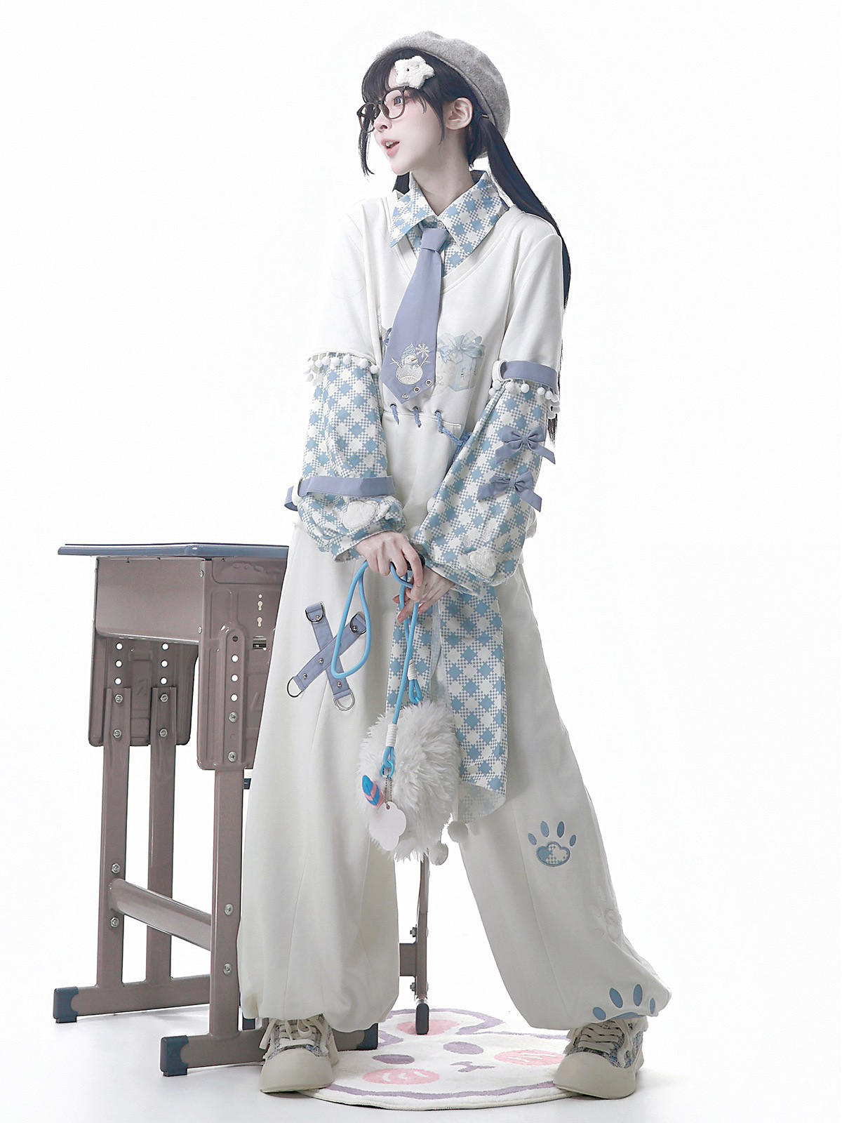 原创雪团游戏洛丽塔日常可爱少女上衣裤子腰带领带lolita休闲套装