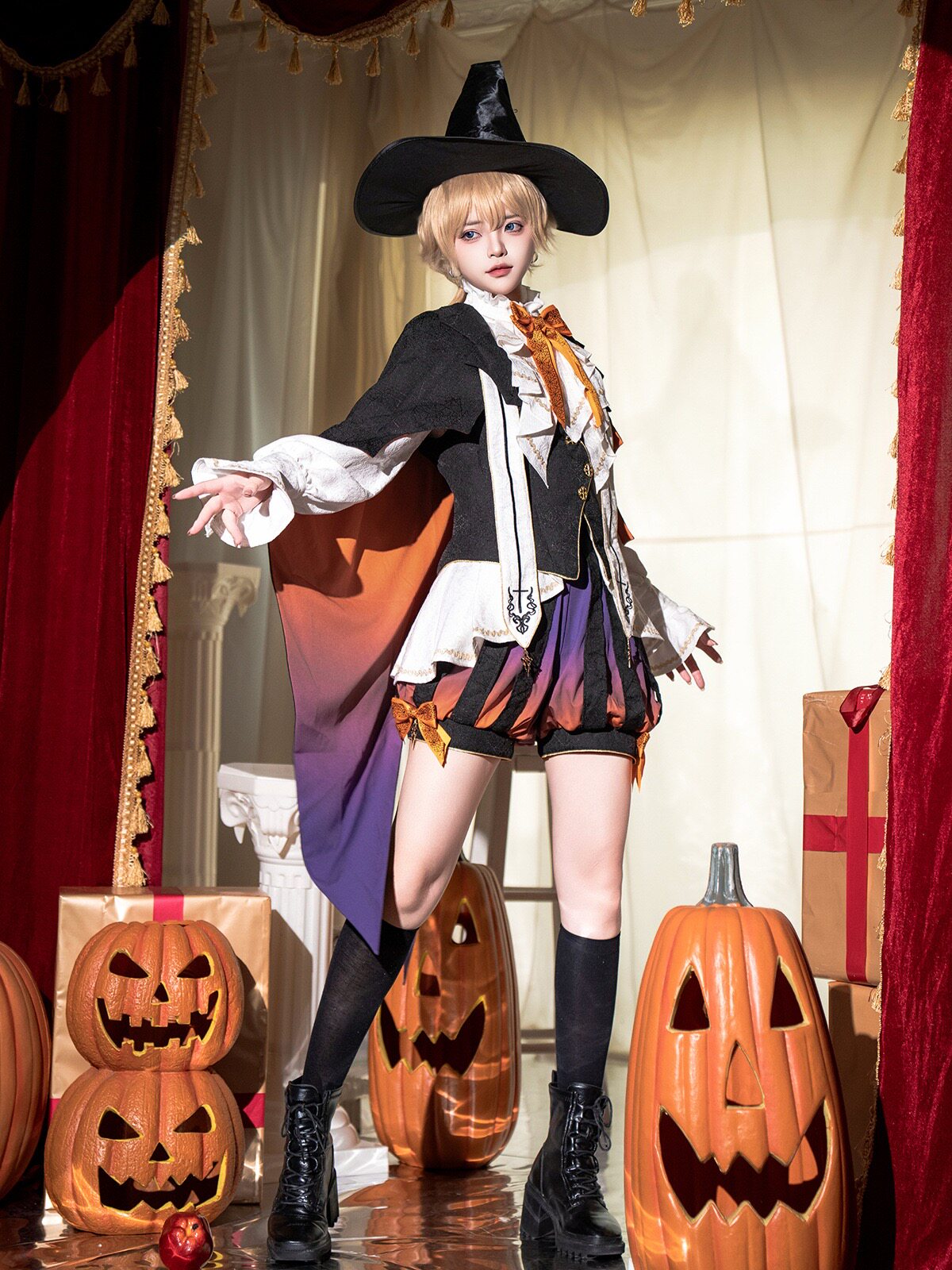 狂欢夜原创万圣节暗黑哥特小恶魔cosplay女巫洛丽塔洋装马甲短裤