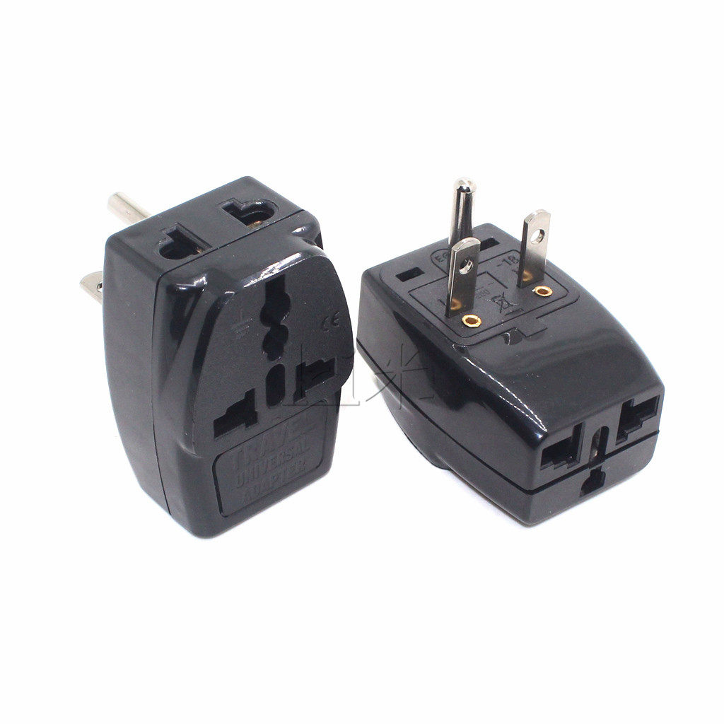 美式一圆两横脚美标转换插头 一转三转换器插座转多用插孔wds-18