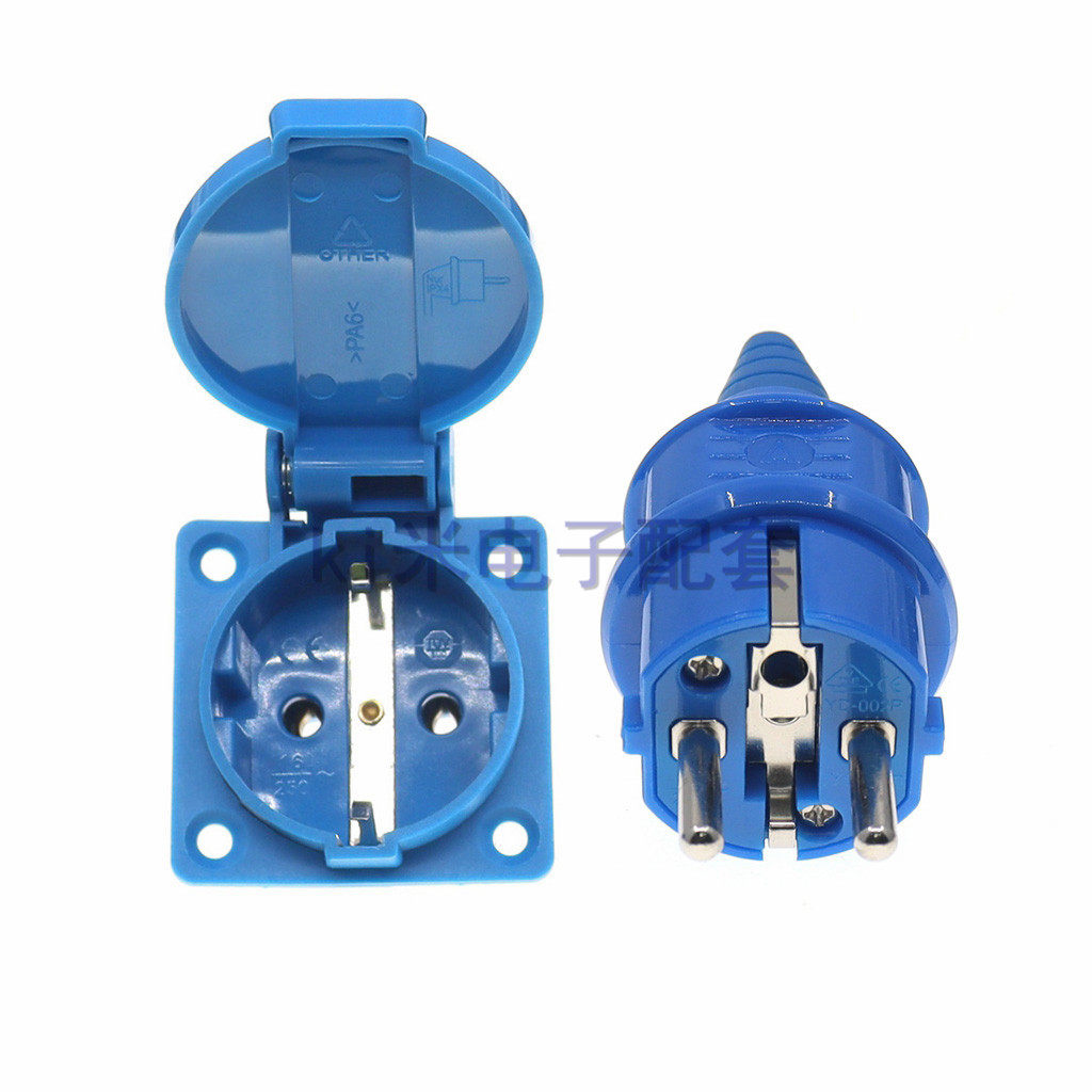 汽油发电机两孔插头16a全铜插座2kw3kw4kw欧式220v圆孔插头250v