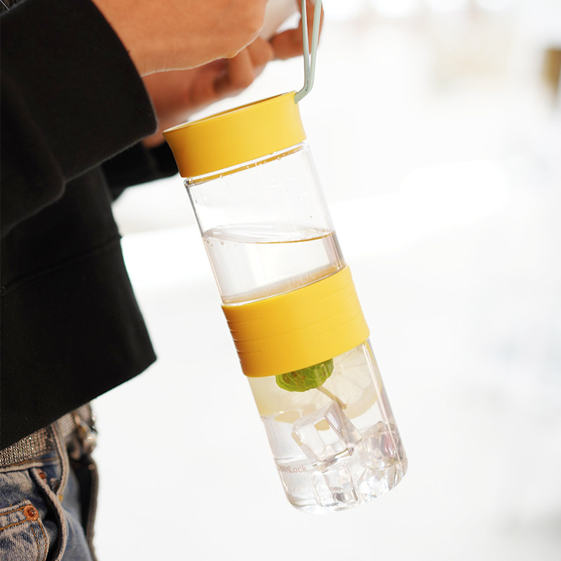 乐扣乐扣LOCK塑料水杯茶水分离杯咖啡杯便携防漏杯子果汁杯500ml