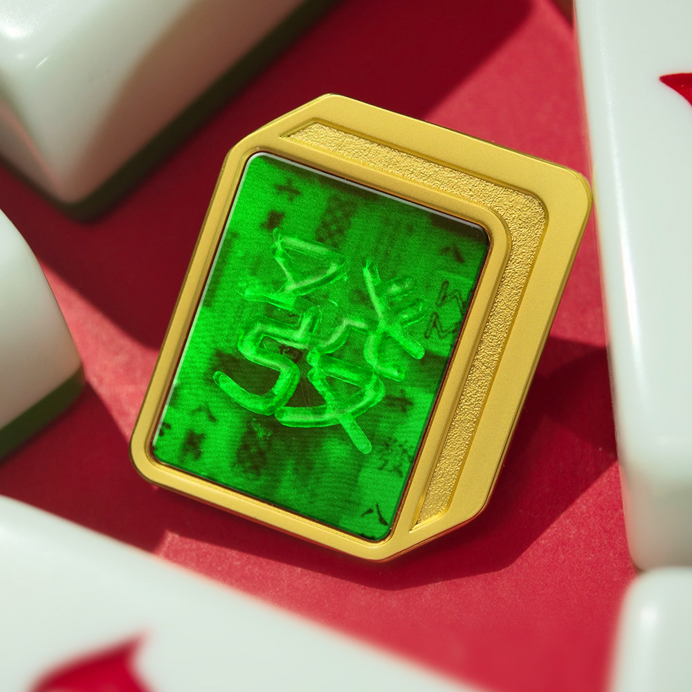 马上发创意发财全息麻将“發”胸针立体全息照片文创礼物徽章