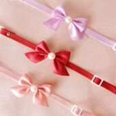 猫咪项圈挂饰宠物装 饰品蝴蝶结珍珠小狗配饰可爱布艺领结脖圈