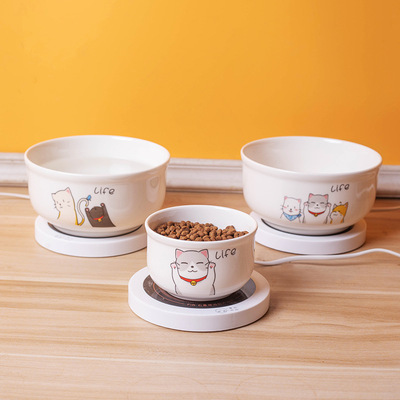 冬天恒温加热碗陶瓷猫咪饮水机喝水狗狗温水器酸奶机粮碗静音保温