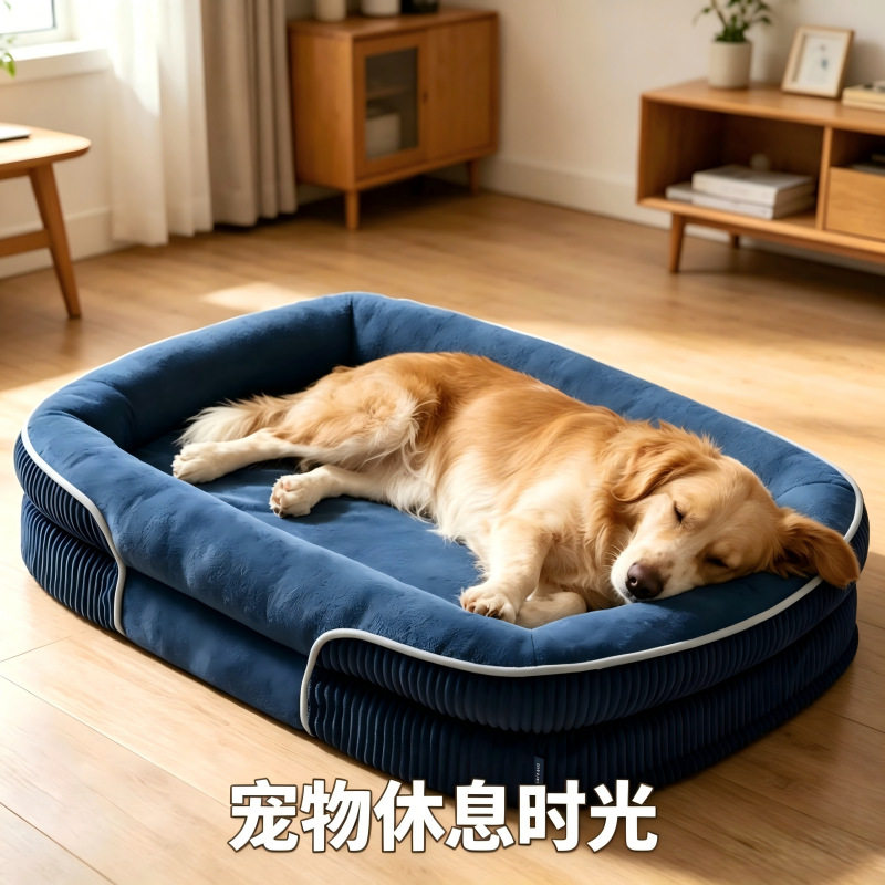 椭圆形狗窝 金毛拉布拉多狗床垫子 可拆洗宠物沙发床四季通用