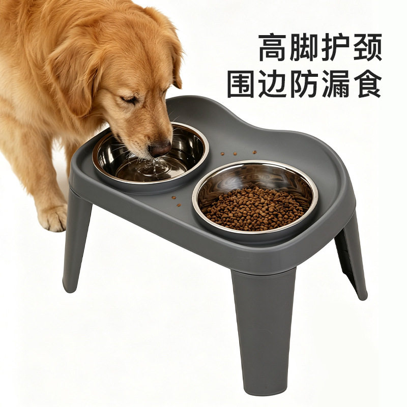 宠物碗大狗狗经典折叠高架双碗中大型犬狗碗金毛喂食碗吃粮碗