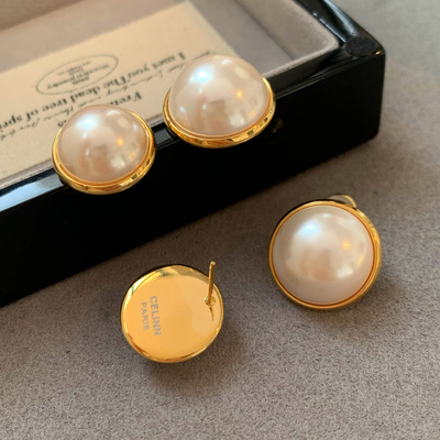 925银针法式珍珠字母耳钉女高级感轻奢气质耳环耳饰2025新款爆款