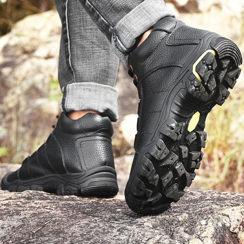 JIANTENG RAM BROKEN CODE CLEARANCE SPECIAL SNOW BOOTS MENS LEATHER OUTDOOR MOUNTAINEERING WINTER VELVET THICKENED WARM COTTON SHOES
