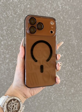 【自带镜头膜】适用于iPhone17promax手机壳新款轻薄透明苹果17透黑色无线磁吸Air全包防摔散热16高级感1514