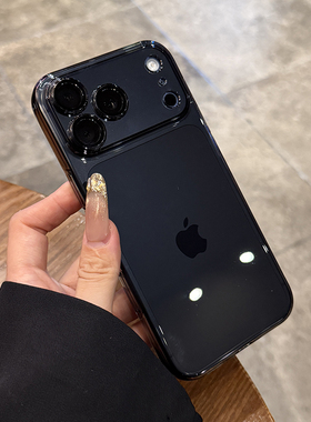 适用于苹果17promax手机壳新款透黑色iPhone17Air带镜头膜16plus简约轻薄15高级感14散热13防摔情侣12