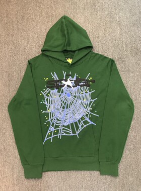 Young Thug 明星同款 Sp5der 555555 绿色Hoodie 卫衣卫裤  选择