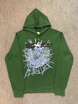 Young Thug 明星同款 Sp5der 555555 绿色Hoodie 卫衣卫裤  选择