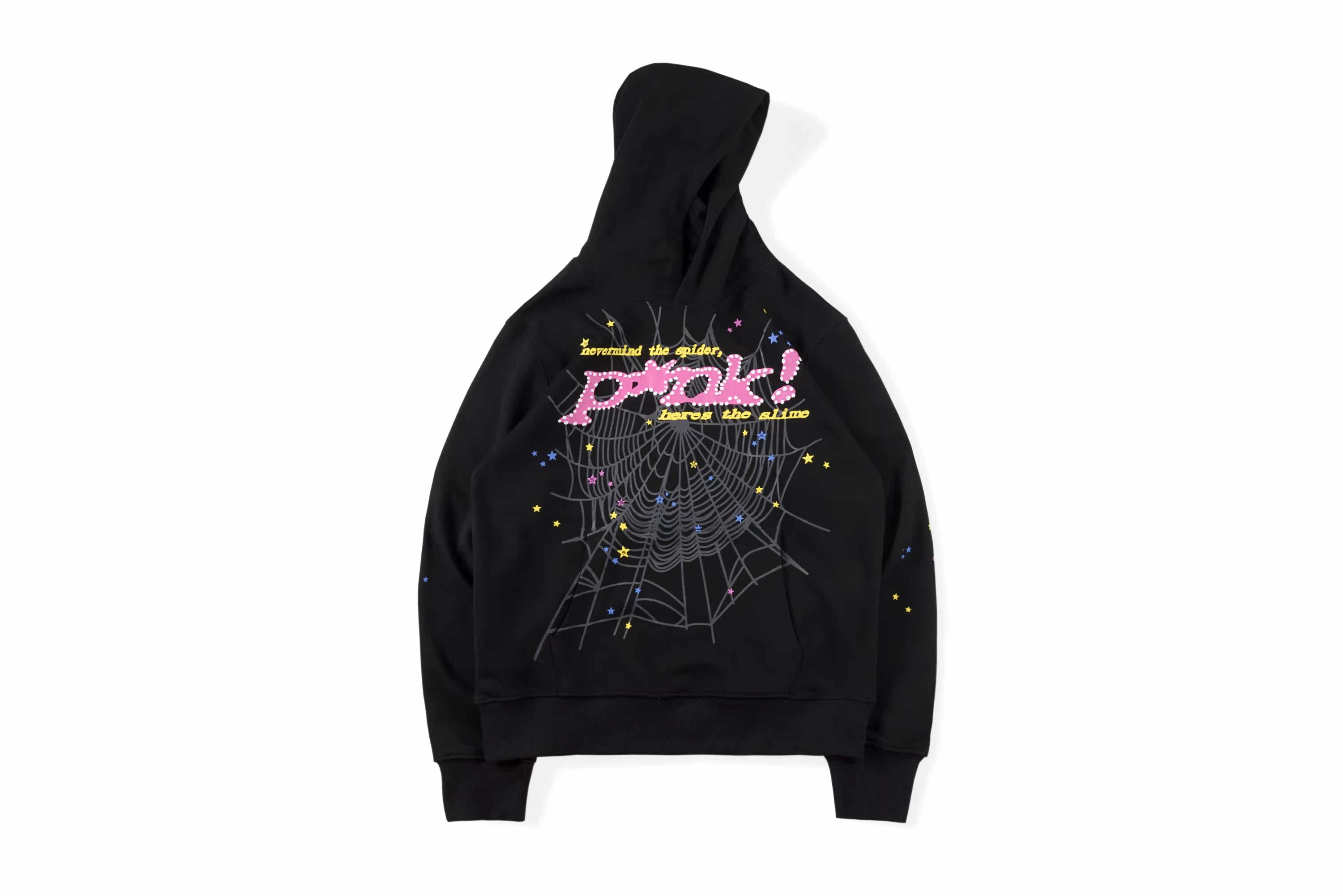 Young Thug 明星同款 Sp5der 555555 黑粉套装男女Hoodie 卫衣