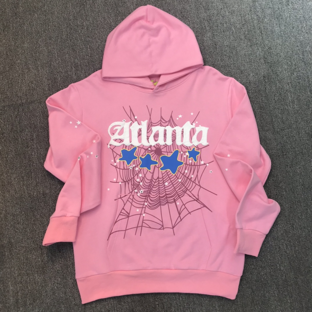 Young Thug 明星同款 Sp5der 555555 粉色Hoodie 卫衣卫裤  选择