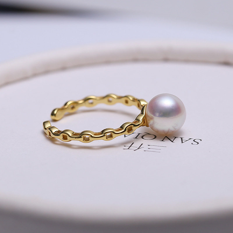 DIY配件S925纯银精工珍珠戒指空