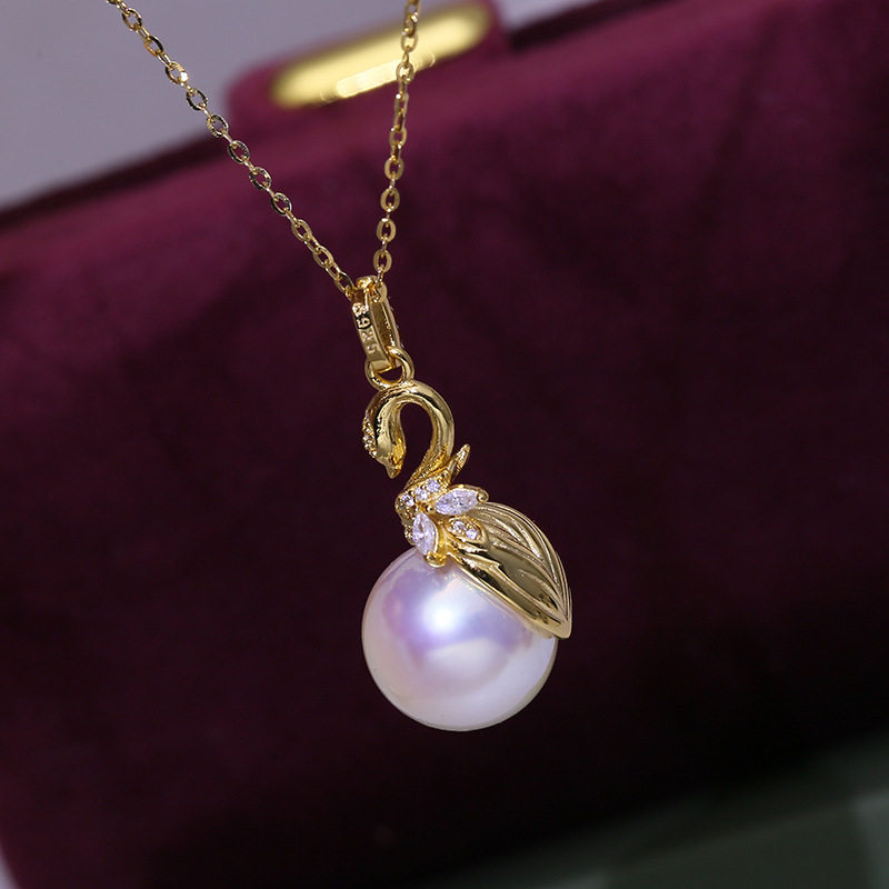 diy配件S925纯银优雅珍珠吊坠空托 遮瑕款项链坠子银托适合11-13