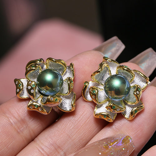 diy珍珠配件莲花吊坠戒指空托