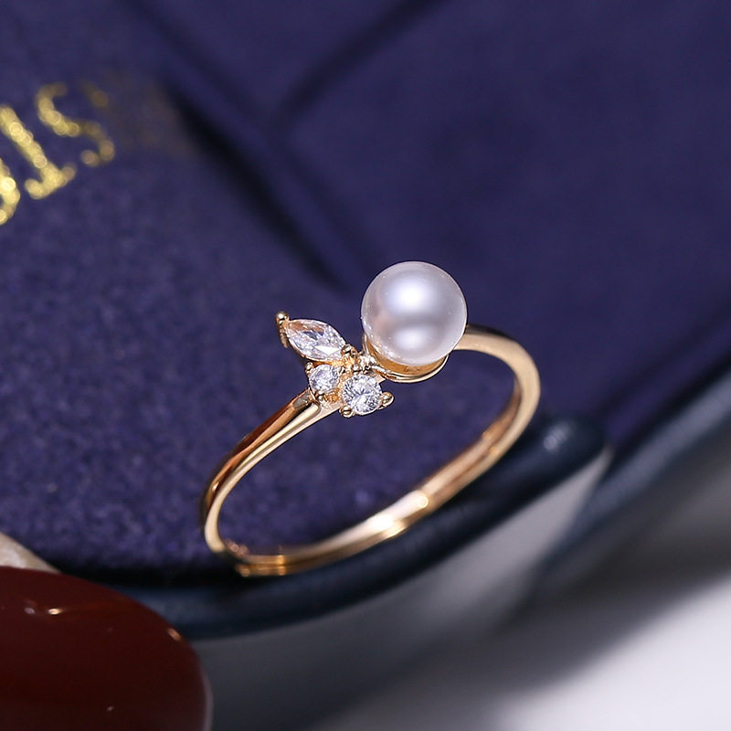 DIY配件S925纯银小巧简约珍珠戒