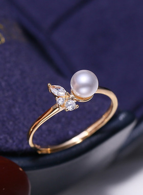 DIY配件S925纯银小巧简约珍珠戒