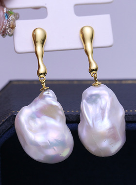 DIY配件S925纯银珍珠耳环空托配