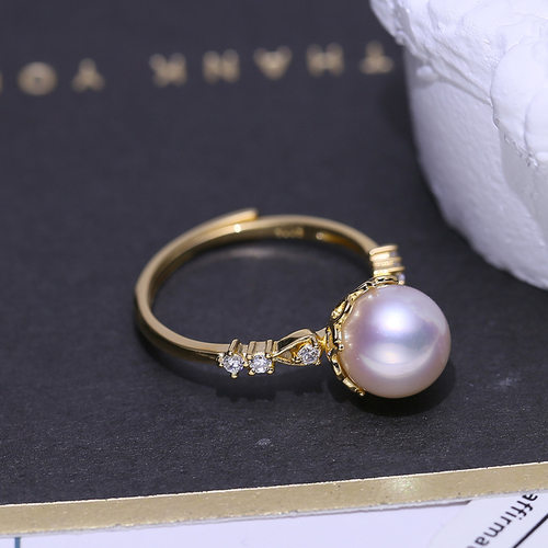 DIY配件S925纯银珍珠戒指空托