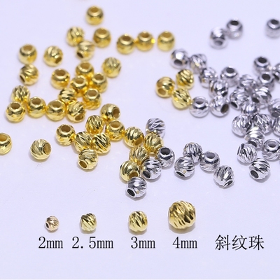 S925纯银斜纹隔珠切面珠