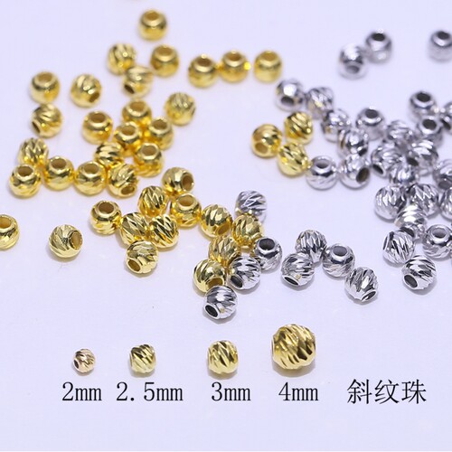 S925纯银斜纹隔珠切面珠