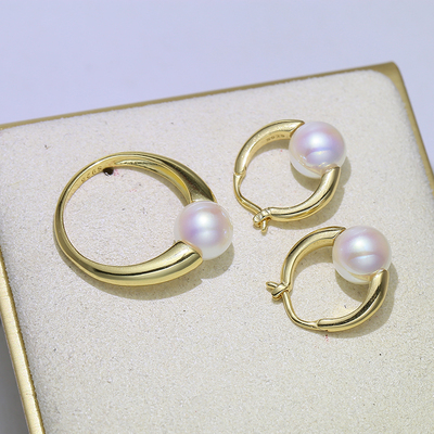 diy配件 S925纯银时尚光板首饰套装珍珠耳钉耳扣戒指空托手工耳坠