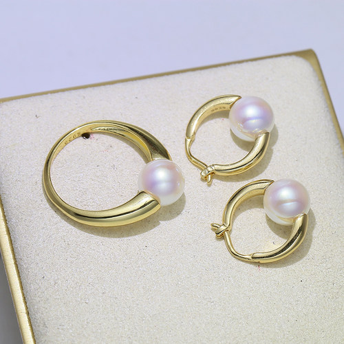 diy配件 S925纯银时尚光板首饰套装珍珠耳钉耳扣戒指空托手工耳坠