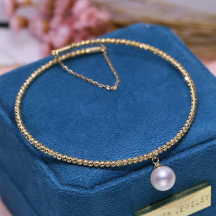 diy配件 s925纯银珍珠手镯空托 弹力隔珠手环手链银托材料8-12mm