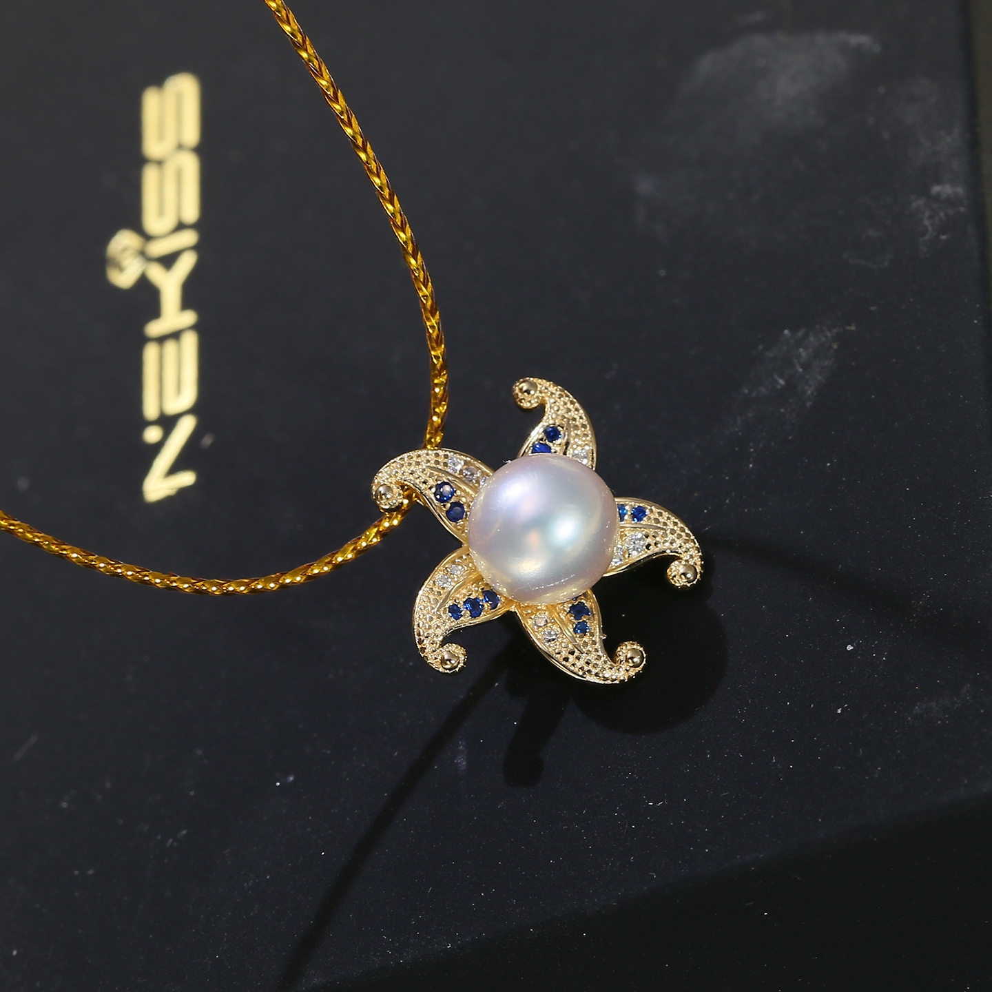 DIY配件 S925纯银海星珍珠吊坠空托 时尚可爱项坠银托半成品6-8mm