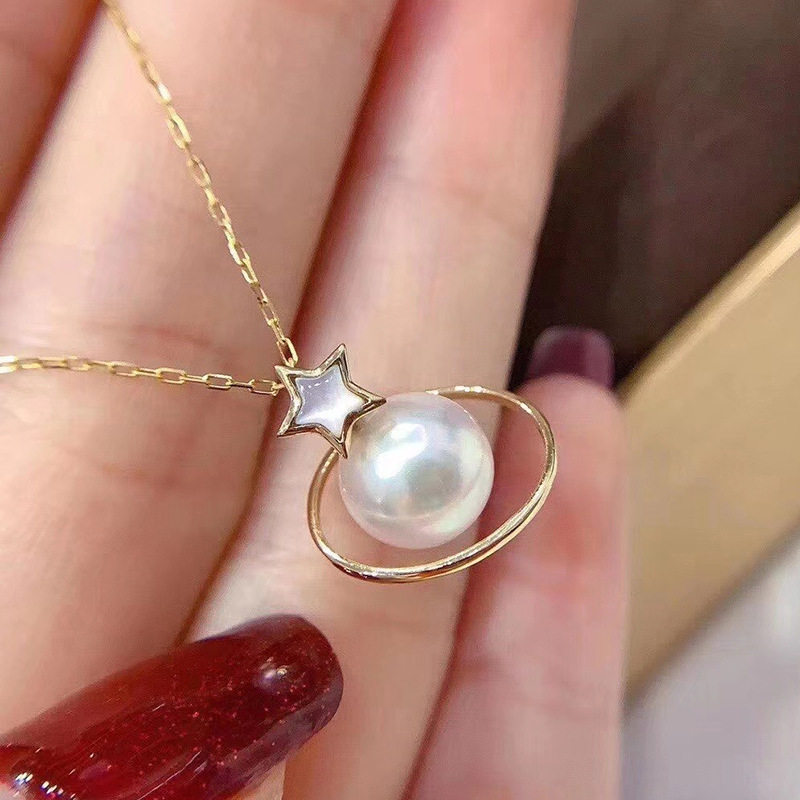 手工纯银珍珠吊坠项链配饰母贝