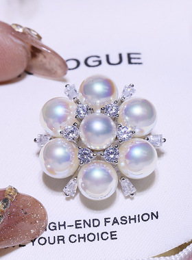 DIY配件S925纯银珍珠吊坠胸针两