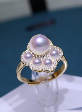 DIY配件S925纯银珍珠戒指空托