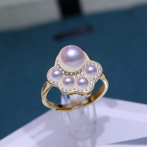 DIY配件S925纯银珍珠戒指空托