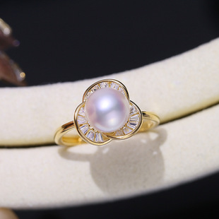 DIY配DIY配件 S925纯银珍珠戒指空托精致小巧指环戒托配饰材料7-8