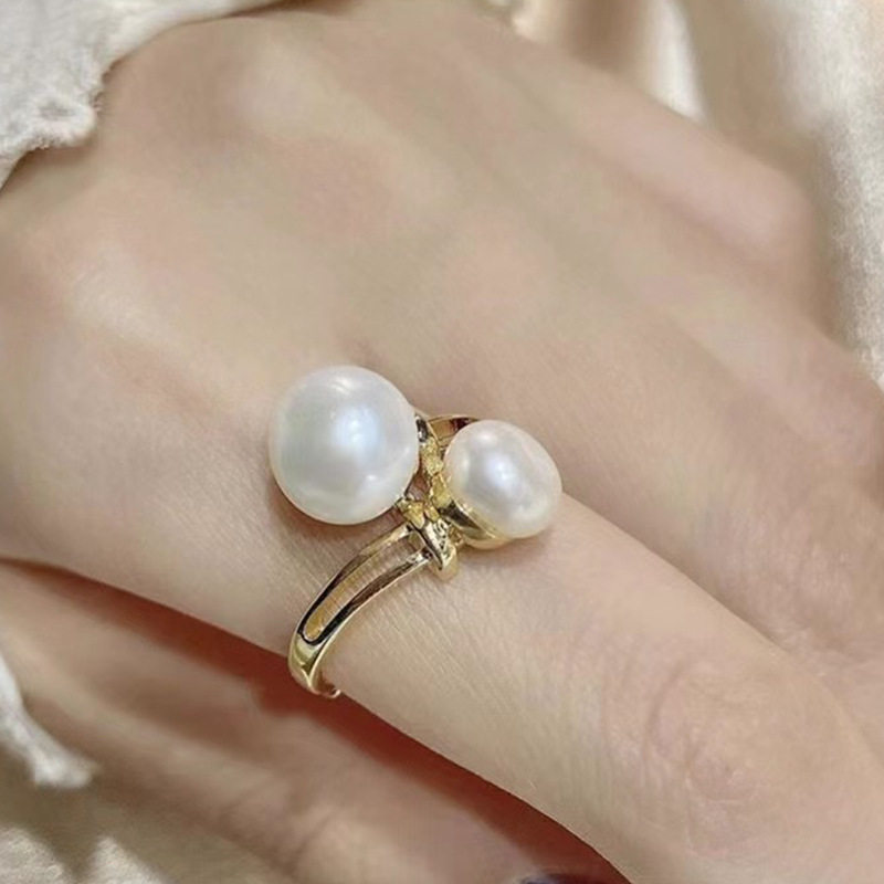 diy配件纯银双珠戒指空托时尚