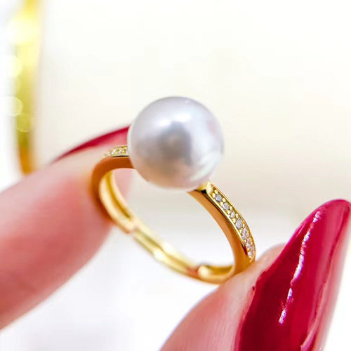 diy配件纯银时尚珍珠戒指空托